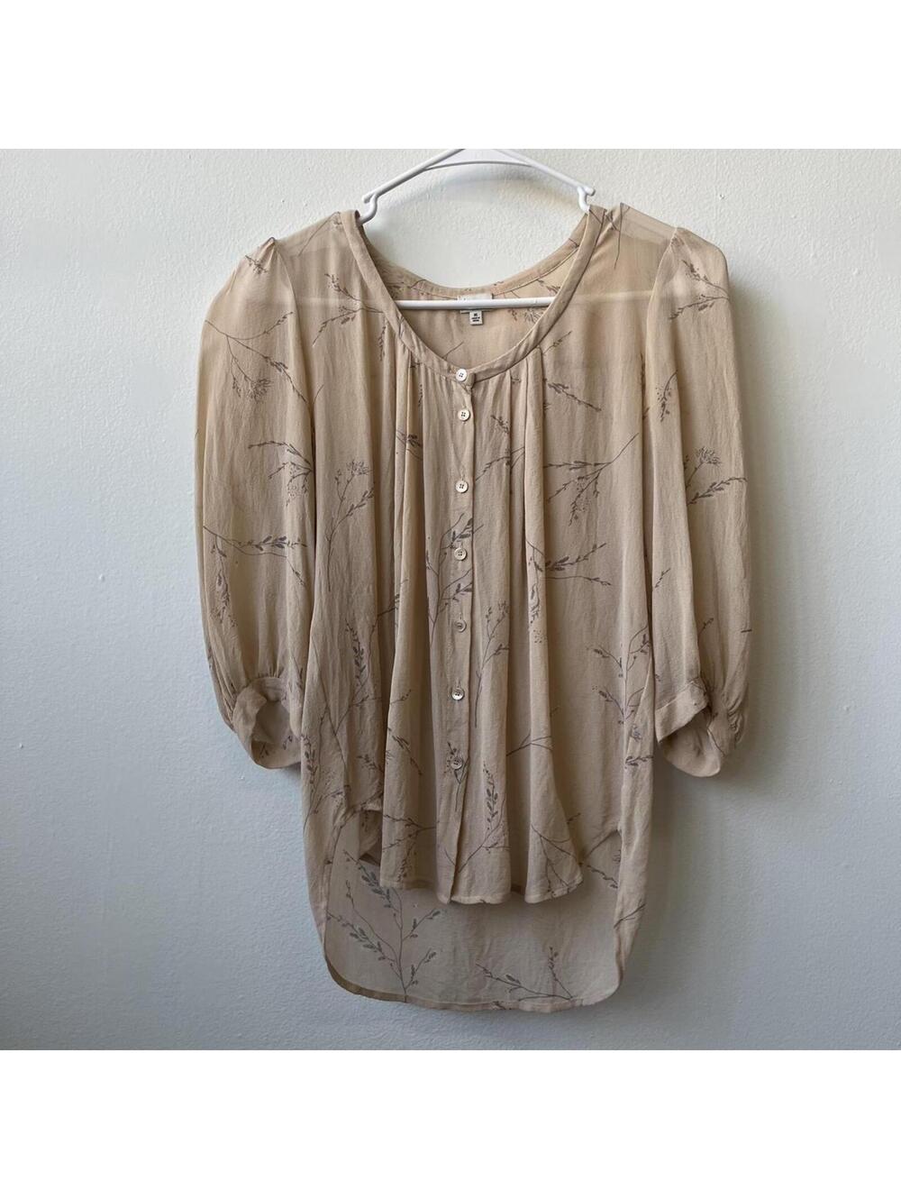 100% silk Babaton sheer blouse extra small - quiet luxury